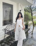 ELLE2025春季新款提花氣質(zhì)吊帶連衣裙女設(shè)計(jì)感度假風(fēng)小眾純棉裙子 白色 L 曬單實(shí)拍圖