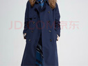 Hush Puppies暇步士女裝女士中長款收腰風(fēng)衣外套 196深藍(lán) L 曬單實(shí)拍圖