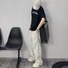 凡衣儂傘兵休閑褲子男夏季新薄款潮流牌冰絲直筒褲寬松百搭情侶闊腿長褲 灰色 XL[建議125-140斤] 曬單實(shí)拍圖