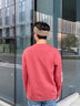 衛衣男秋冬加絨加厚圓領(lǐng)印花長(cháng)袖T恤男大碼休閑打底衫外套套裝 磚紅（春秋款） 4XL 曬單實(shí)拍圖