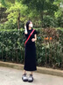 皮爾卡丹（pierre cardin）法式赫本風黑色緊身包臀連衣裙子女裝2025新款夏季高級感辣妹長裙 黑色【不開叉款】 S 40/45kg 曬單實拍圖