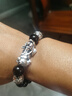 黑曜石純復古泰銀貔貅手鏈情侶刻字六字瑪瑙手串本命生日禮物男女 大號足銀貔貅配12MM黑曜石男女款 曬單實(shí)拍圖
