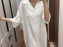 創(chuàng)意女郎真絲睡衣100%桑蠶絲女士高檔睡裙女夏季性感純欲男友風襯衫高級感 YL襯衫裙（白字母D） 均碼 建議80-145斤 曬單實拍圖
