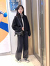 女童牛仔褲秋冬款寬松直筒女孩加絨加厚一體絨闊腿褲春秋兒童褲子 黑色【冬季加絨款】 160cm 曬單實拍圖