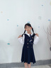 IVY HOUSE常春藤兒童裝女童大小童秋季新款學(xué)院風(fēng)假兩件撞色西服面料連衣裙 深藍（（附帶領(lǐng)帶）） 140 曬單實(shí)拍圖