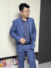 callisto【100%綿羊毛 親膚透氣】春秋男豎條紋西服西褲商務(wù)套裝上班通勤 藍色【條紋】 190C 【西服 54C】 曬單實(shí)拍圖