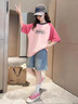 G.DUCKKIDS童裝女童夏裝套裝兒童衣服中大童短袖T恤短褲兩件套6-9女孩休閑裝 牛仔中褲【單件】 160 尺碼13~14歲【150-160cm】cm 曬單實(shí)拍圖