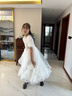 小咔衣濃（Xiaokayinong）兒童禮服公主裙高端花童婚紗小女孩鋼琴演出服主持人公主裙春夏款 白色L3905長(zhǎng)款連衣裙（鏈條） 160cm 曬單實(shí)拍圖