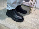 西域駱駝（VANCAMEL）男鞋真皮商務(wù)休閑皮鞋冬季高幫加絨加厚羊毛保暖棉鞋中老年爸爸鞋 黑色套腳 42 曬單實(shí)拍圖