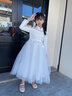 小咔衣濃兒童禮服高端女童公主裙小主持人花童婚紗長(cháng)袖鋼琴演奏演出服秋季 白色20066長(cháng)袖長(cháng)款 130 曬單實(shí)拍圖