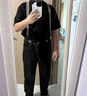 樂(lè )新潮英倫風(fēng)輯明線(xiàn)牛仔背帶褲男寬松休閑百搭吊帶牛仔褲巴黎扣直筒褲子 黑色 30【115-130斤】 曬單實(shí)拍圖