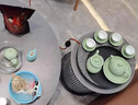 石匠家烏金石茶盤天然整塊石頭圓形小茶臺家用排水創(chuàng)意功夫茶具簡約托盤 30*30*3CM 曬單實拍圖