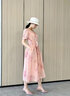 顏域短袖印花連衣裙2024新款女夏優(yōu)雅氣質(zhì)粉色寬松中長(cháng)款圓領(lǐng)裙子 粉花 S/36 曬單實(shí)拍圖