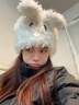 槿城可愛(ài)卡通小狗帽子女秋冬長(cháng)耳朵加厚包頭套頭帽保暖毛絨雷鋒帽M153 白色 均碼【54-59cm】 曬單實(shí)拍圖