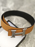 老車(chē)輪不帶頭皮帶條進(jìn)口頭層牛皮高檔無(wú)頭真皮腰帶替換原版愛(ài)馬男仕褲帶 3.8CM 黑+棕（白色線(xiàn)）平頭款 100cm 國碼（皮帶全長(cháng)） 曬單實(shí)拍圖