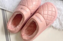 潔麗雅防水棉拖鞋男秋冬季2025新款室內家居防滑皮面家用厚底棉拖女冬天 紫粉 【防水耐臟】 38-39 【適合37-38碼】 曬單實(shí)拍圖