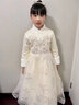 小咔衣濃女童生日晚禮服公主裙高端兒童主持人鋼琴演出服女孩花童婚紗冬季 香檳色3929長(cháng)款加絨加厚 140 曬單實(shí)拍圖