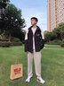 羽絨服男冬季拼色印花連帽保暖情侶上衣男士加絨加厚羽絨服外套 白色 M 曬單實拍圖