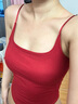俏蓓依新款純欲甜辣設計感褶皺吊帶背心女外穿內搭帶胸墊修身美背上衣夏 酒紅色【質(zhì)量款】 均碼 【80-125斤】 曬單實(shí)拍圖