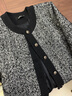 百圖betu女裝秋季新款短外套摩登款圓領拼色小香風外套女2309T58 黑色 XS 曬單實拍圖