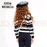 little MO&Co.童裝兒童春秋裝女童翻領條紋套頭針織衫polo領上衣 黑白條色2 155 155/72 曬單實拍圖
