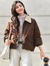 森馬（Semir）外套女oversize插肩袖仿羊羔毛毛領(lǐng)冬季2024夾棉夾克109724108016 曬單實(shí)拍圖