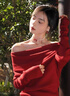 派吉鯊圣誕紅色一字肩上衣針織衫女秋冬季小眾性感辣妹內(nèi)搭長袖 酒紅色【版】 S 80-5-95 曬單實(shí)拍圖
