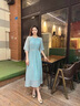 沐韻豐品牌定制桑蠶絲連衣裙女夏2025新款高端氣質(zhì)法式長(zhǎng)裙年輕款真絲裙 藍(lán)色 M [適合105-115]斤 曬單實(shí)拍圖