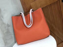 哥力里外全真皮 雙面TOGO頭層牛皮購物袋簡(jiǎn)約tote托特包大包包 雙面購物袋橙色/棕色 曬單實(shí)拍圖