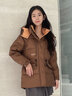 LINCCHIC金羽杰冬季新款輕暖連帽羽絨服女中款保暖寬松休閑面包服女士Y23802320 新布朗尼 M 適合130斤以下 曬單實拍圖