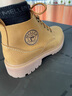 名郎馬丁靴男冬季保暖新款高幫大黃靴男復古工裝鞋潮厚底真皮男士靴子 黃棕色 37 曬單實(shí)拍圖