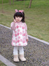 幼歌（YOUGE）嬰幼兒泡泡袖花邊領(lǐng)毛衣繡標精致甜美軟糯加絨花朵套裝 粉色小花背帶裙 90 cm 曬單實(shí)拍圖