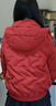 朵以（Duoyi）2025冬季新款時尚刺繡弧線連帽羽絨服保暖小個子外套女 安可拉紅 M 曬單實拍圖
