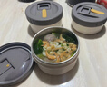 泰福高（TAFUCO） 保溫飯盒多層防燙手真空24小時(shí)超長(cháng)保溫316不銹鋼成人大容量學(xué)生 2.2L全真空款/3層/黑色/餐具+包 曬單實(shí)拍圖