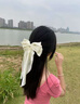 KASIYU 大蝴蝶結發(fā)夾酒紅色日系韓國學(xué)院綢緞韓版lolita彈簧夾發(fā)飾發(fā)夾 白色 曬單實(shí)拍圖