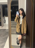 DXOT2025新款學(xué)院風(fēng)毛衣開衫女學(xué)生韓版寬松V領(lǐng)百搭純色針織外套開衫 卡其色外套(無胸標(biāo)) M 45-55kg 曬單實(shí)拍圖