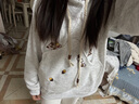 魯雅爾韓版卡通刺繡連帽衛衣女春秋季新款寬松慵懶風(fēng)高級感重磅上衣外套 白灰色 常規款 M 曬單實(shí)拍圖