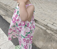 ASK JUNIOR女童連衣裙2025夏小童大花滿印兒童吊帶公主裙 花色 100 曬單實(shí)拍圖