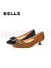 百麗（Belle）舒適優(yōu)雅單鞋女2025春新商場(chǎng)款真皮氣質(zhì)高跟鞋D3N1DAQ5 黑色 38 (240mm) 曬單實(shí)拍圖
