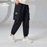 鴻星爾克褲子女秋季休閑褲女針織九分褲跑步運(yùn)動(dòng)褲收口工裝褲 正黑 M 曬單實(shí)拍圖