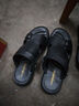 老人頭 涼鞋男士休閑鞋軟底沙灘鞋牛皮透氣涼拖鞋舒適按摩底戶(hù)外男鞋子 黑色 43 （偏小一碼） 曬單實(shí)拍圖