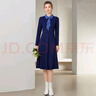 經(jīng)典故事（JANE STORY）經(jīng)典故事法式長(cháng)袖連衣裙女春季2025新款修身氣質(zhì)宮廷風(fēng)裙子小眾 深藍色 L 曬單實(shí)拍圖