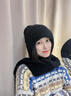 恒源祥帽子女秋冬季韓版可愛(ài)保暖兔毛針織帽圍巾一體冬天百搭顯瘦毛線(xiàn)帽 黑色 均碼(有彈性) 曬單實(shí)拍圖