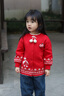 幼歌（YOUGE）嬰幼兒溫暖提花開(kāi)衫紅色可愛(ài)圓領(lǐng)撞色波浪邊長(cháng)袖毛衣潮 紅色上衣 90 cm 曬單實(shí)拍圖