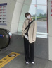 迪伽達(dá) 美式微喇西褲休閑褲男士夏季新款cleanfit垂感感直筒褲子男 CJXS-X01黑色 XL 曬單實拍圖