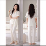 JTTCAC日本JT睡衣女士夏季純棉短袖長(cháng)褲薄款夏天2024年新款大碼家居服 88533奶白 M【體重80-100斤】 曬單實(shí)拍圖