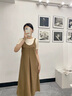 clotho Rennie品牌女裝背帶連衣裙女2025年夏季新款休閑寬松顯瘦小個(gè)子連衣裙 卡其拼米 M 曬單實(shí)拍圖