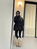 妙奕嘉棉服女秋冬季厚外套女款中長款黑色面包棉服2024新款棉襖棉衣 腰帶方格棉服【黑色】 L （建議110-125斤） 曬單實拍圖