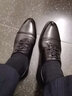 皮爾卡丹（pierre cardin）男鞋春秋季防滑耐磨男士商務(wù)正裝三接頭皮鞋男真皮軟底婚鞋鞋子男 黑色 40 歐碼 ( 比標準碼偏大一碼 ) 曬單實(shí)拍圖