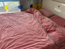 北極絨（Bejirog）加厚牛奶絨四件套冬季珊瑚絨雙面法蘭絨被套床單床笠輕奢加絨床品 胭脂紅【加厚牛奶絨】 1.8m床單款四件套-被套200*230cm 曬單實(shí)拍圖